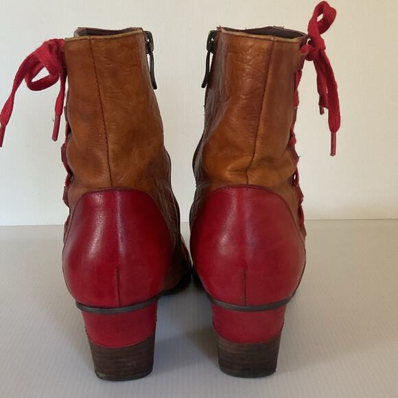 Vintage Laura Vita Bohemian Patchwork Leather Ankle Boots Women’s 8.5 Chunky - Picture 5 of 14